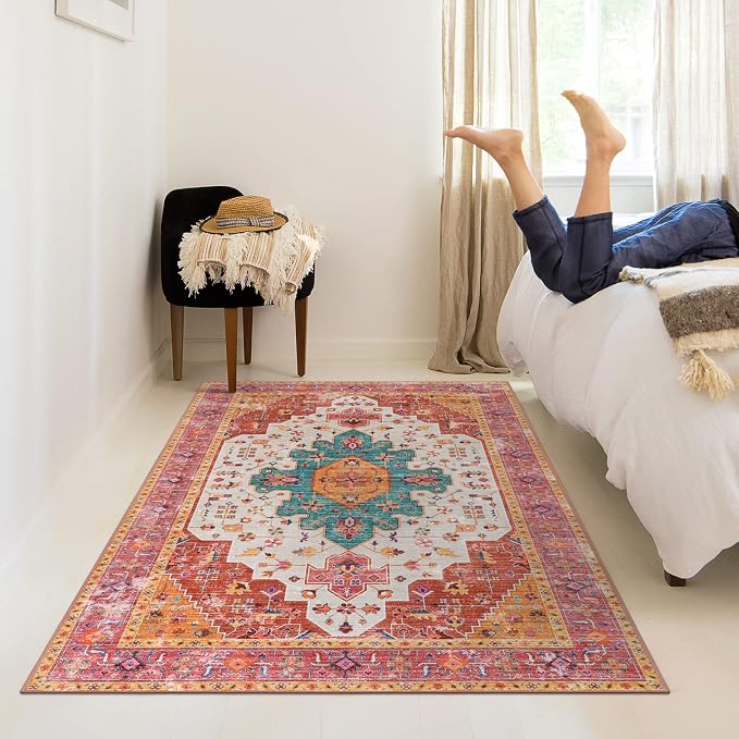 Moynesa Ultra-Thin Washable Vintage Area Rug - Image 8