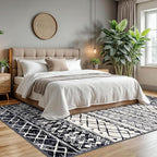 KUTA Moroccan 8x10 Area Rugs Black Navy Blue, Washable Boho Living Room Rug - Image 3
