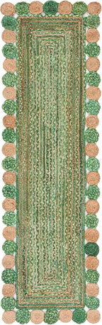 SAFAVIEH Cape Cod Collection 2' 3" x 8' Green / Natural CAP201Y Handmade Boho - Image 3