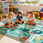 UKISS Educational Play Rug，55"x55" Traffic Road Kids Car Mat, Non-Slip Washable - Image 4