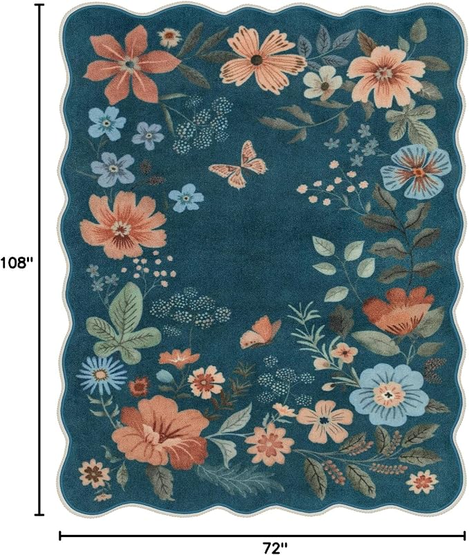 Lahome Floral Washable 6x9 Area Rugs, Soft Bedroom Rug - Image 2