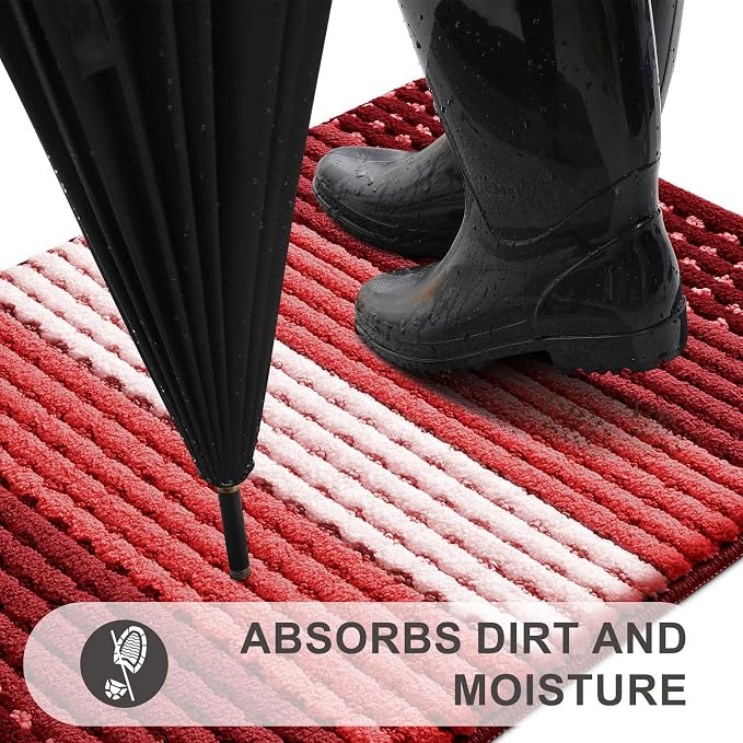 Kitinjoy Indoor Outdoor Door Mat, 30x17 Non-Slip Absorbent Dirt Trapper - Image 2
