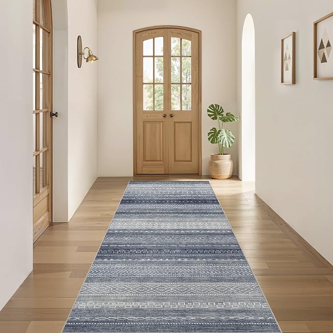 Nakagishi Area Rug Living Room Rugs: 3X8 Machine Washable Boho Large Neutral - Image 4