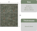 GENIMO 8x10 Washable Area Rug, Non-Slip Vintage Boho Floral Carpet, Large Area - Image 2
