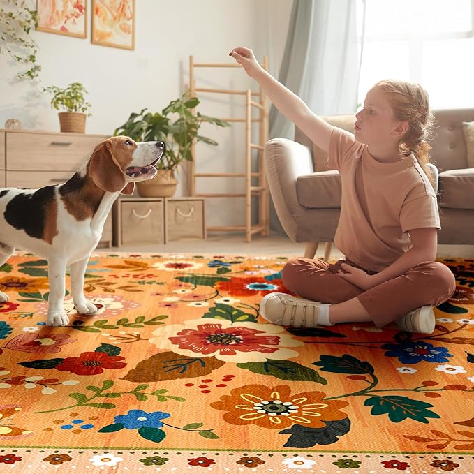 RELEANY Floral 2x8 Area Rugs Washable Print Boho Cute Carpet Non Slip Flower - Image 9
