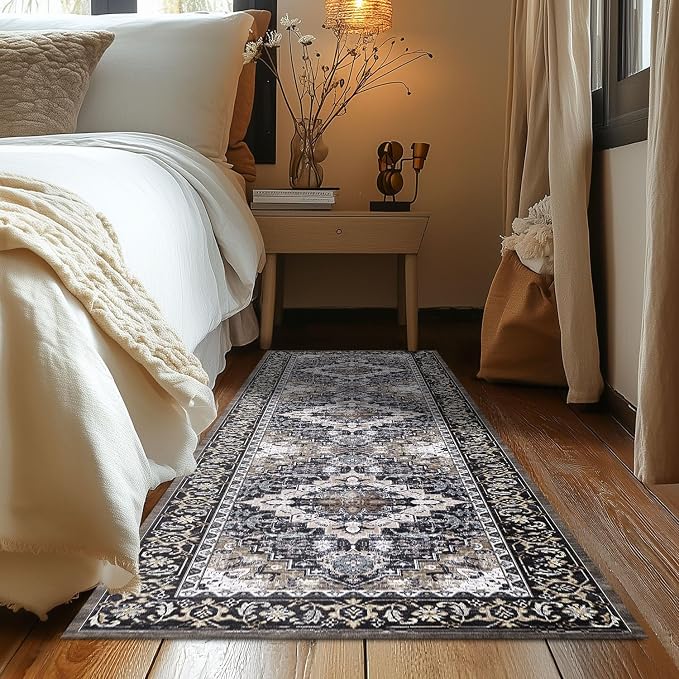 Lessymo 2 x 6 Runner Rug, Machine Washable Area Rugs Boho Faux Wool Low Pile - Image 3