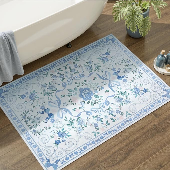 DCX Washable 2x3 Bow Rug, Cute Soft Low Pile Indoor Décor Carpet, Kid & Pet - Image 2