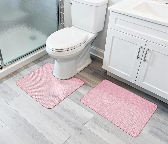 Bosap Bathroom Rugs Set 2 Pieces, Thin Bathroom Mats, Toilet Rugs, Quick Dry - Image 6