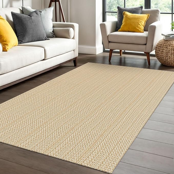 IOHOUZE Washable Area Rug 4x6 Non Slip Rubber Backed Woven Rugs by iOhouze