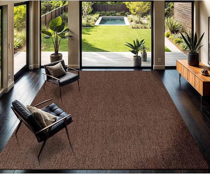 CAMILSON Easy Jute Rug 6x9, Indoor Outdoor Brown Color Fiber Area Rugs - Image 3