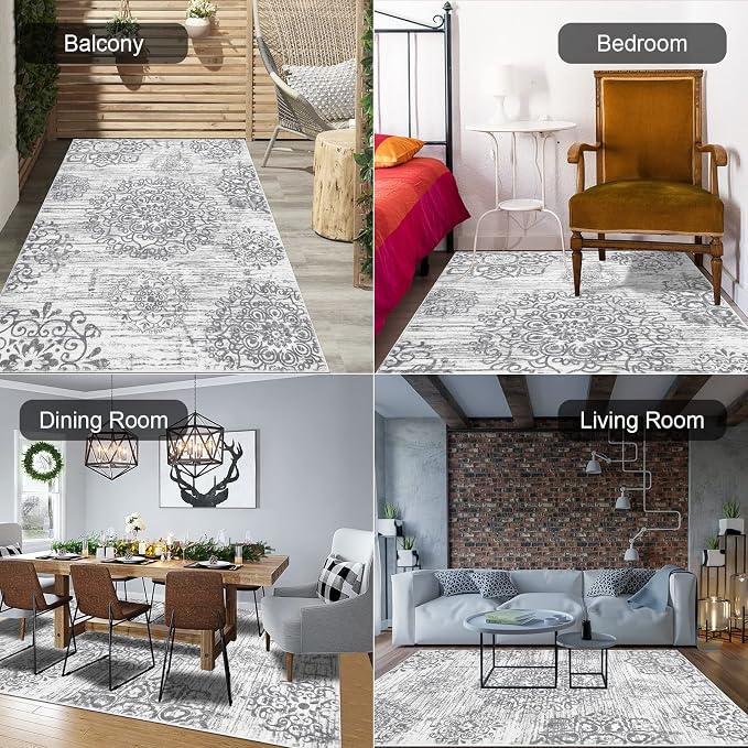 HEBE Area Rugs for Living Room 4'x6', Washable Non Slip Boho Bedroom Rug - Image 6
