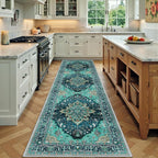 RELEANY Area Rugs Runner 2'x7' Washable Non-Slip, Floral Vintage Distress by RELEANY