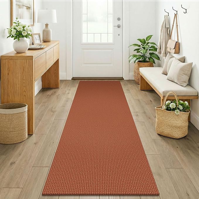 KOZYFLY Orange 2x7 Washable Kitchen Runner Rug, Non Slip Runners by KOZYFLY