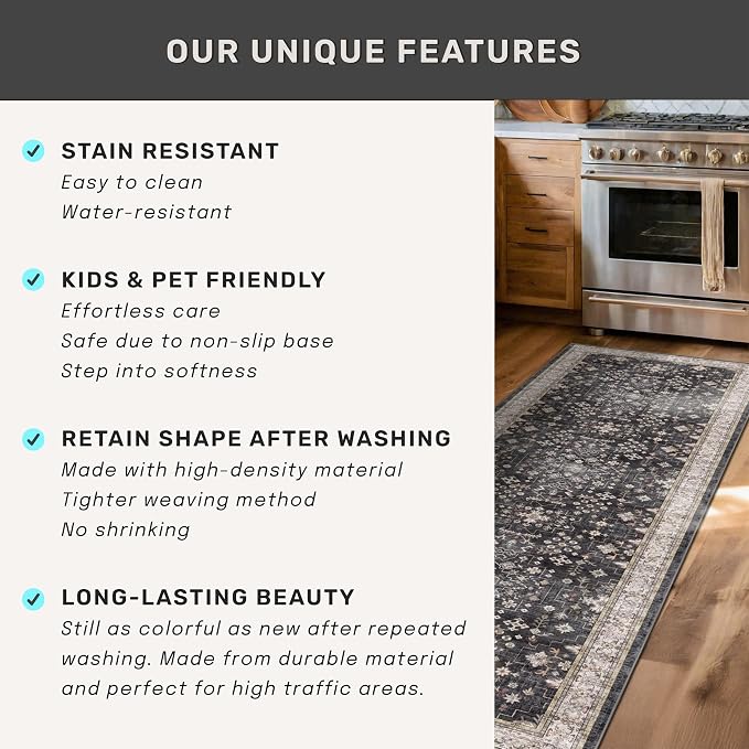 Black Washable 2x3 Entry Rug, Small Rugs - Image 7