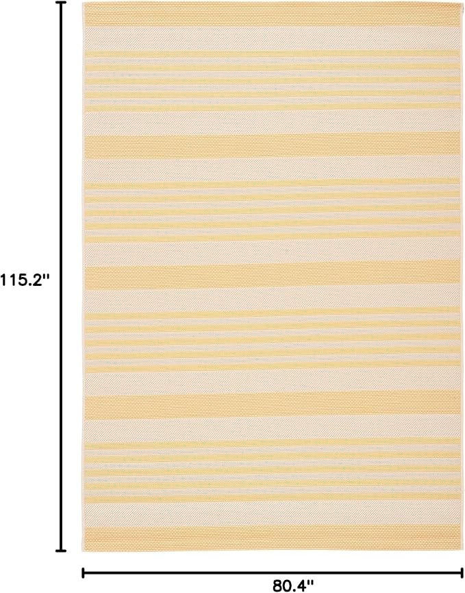 SAFAVIEH Courtyard Collection 6'7" x 9'6" Gold/Beige CY6062 Stripe Indoor/ - Image 3
