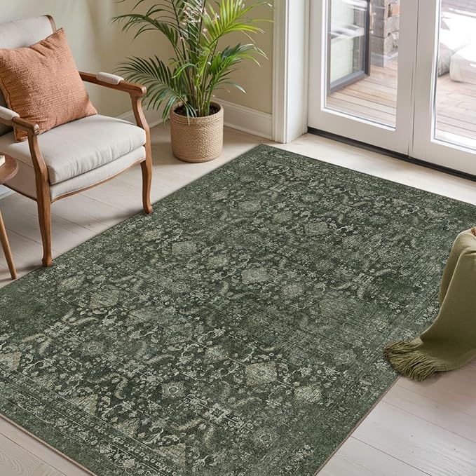 Rugxara 3x5 Rug for Entryway Bedroom, Vintage Retro Boho Throw Rug, Non Slip & - Image 3