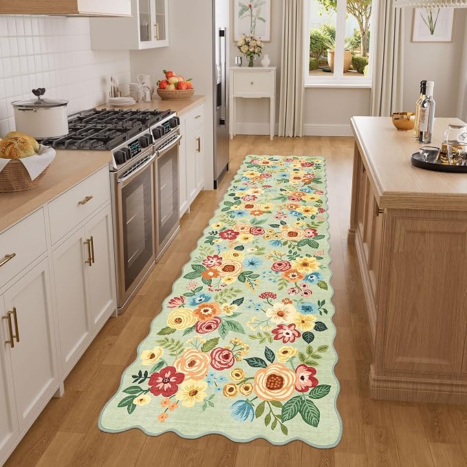 DUKINO Washable Runner Rug, 2x7 Lightweight Soft Floral Hallway Rug Runner - Image 3