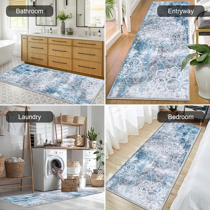 HEBE Hallway Runner Rug 2'x6' Washable Vintage Distressed Area Rugs Non Slip - Image 4