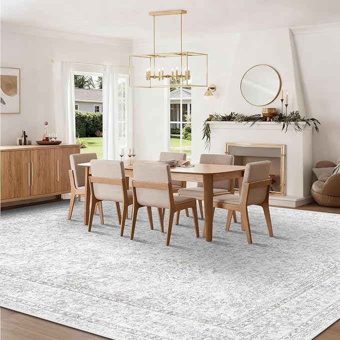 10x14 Area Rugs for Living Room: Washable Large Vintage Floral Rug Low Pile - Image 3