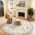 Washable Round Rugs for Bedroom 4ft: Living Room Rug Stain Resistant Non Slip by palohom