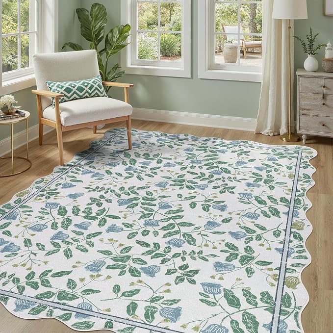 DCX Washable Botanical Floral Rug 3x5, Non Slip Low Pile Carpet by DCXWashableRug