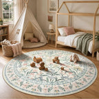 Wonnitar Round Washable Rug, Soft Floral Round Rugs 5ft Circle Carpets - Image 3