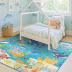 Large Blue Ocean Rug for Kids Room – 8x10 Play Mat - Image 7