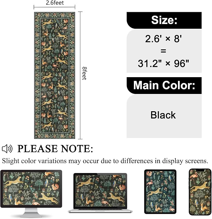 DUKINO 2.6x8 Rug for Hallway, Washable Kitchen Runner Rug - Image 2