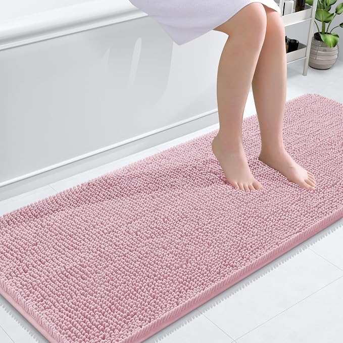 OLANLY Bathroom Runner Rugs 59x24, Soft Absorbent Chenille Bath Rugs, Rubber by OLANLY