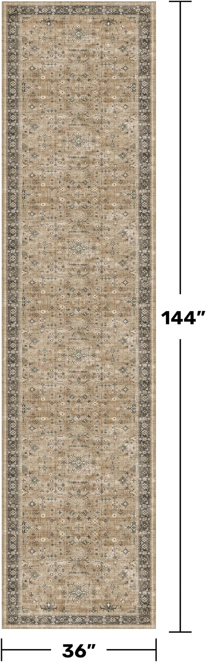 Hazo Haus Natural Taupe Washable 3x12 Extra Long Hallway Runner Rug, Washable - Image 2