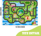 Kids Car Rug, 78.7" x 59" Road Map Floor Mat | Road map design, soft low-pile - Image 2