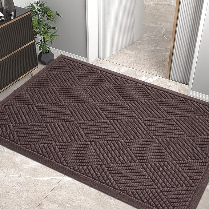 HIYARD Sturdy Front Door Mat, Absorbent Muddy Dirt Resist Welcome Door Mats by HIYARD