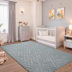 5x7 Grey Washable Area Rug for Bedroom Living Room, Modern Geometric Shag - Image 5
