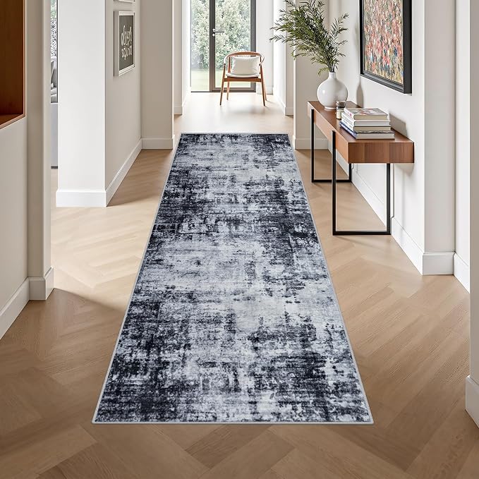 Washable Area Rug 3x10 Entryway Rug: Washable Modern Abstract Soft Thin Rug - Image 4