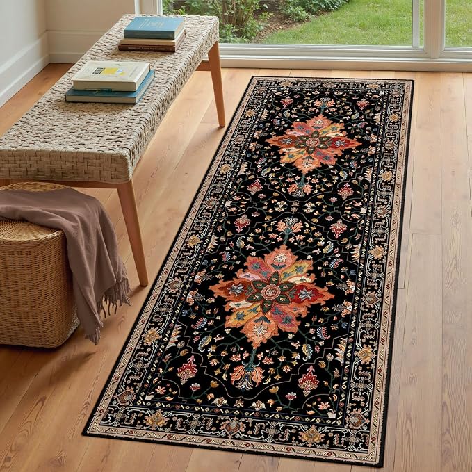 RELEANY Area Rugs Runner 3'x8' Washable Non-Slip, Floral Vintage Distress - Image 3