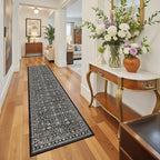 Dark Grey Washable 2x10 Hallway Runner Rug - Image 4