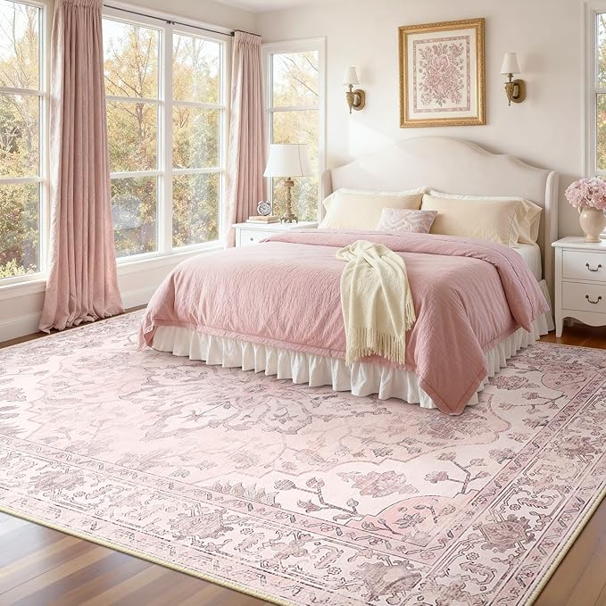 RELEANY Area Rugs 6'x9' Washable Non-Slip, Floral Vintage Distress Medallion - Image 3