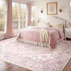 RELEANY Area Rugs 6'x9' Washable Non-Slip, Floral Vintage Distress Medallion - Image 3