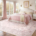 RELEANY Area Rugs 8'x10' Washable Non-Slip, Floral Vintage Distress Medallion by RELEANY