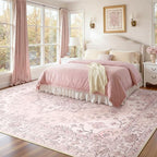 RELEANY Area Rugs Large 10'x12' Washable Non-Slip, Floral Vintage Distress - Image 2