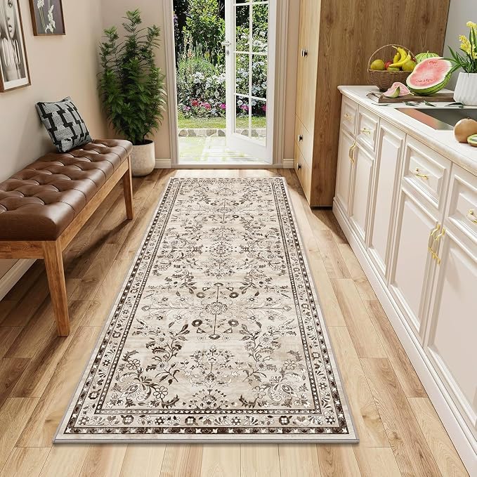 Yamaziot Washable Runner Rug 2x5 – Non Slip Boho Floral Hallway Runner Rug by Yamaziot