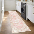 Latte&Fog 2.6x8 Washable Hallway Runner Pink Rug, Non Slip Runner Rugs - Image 4