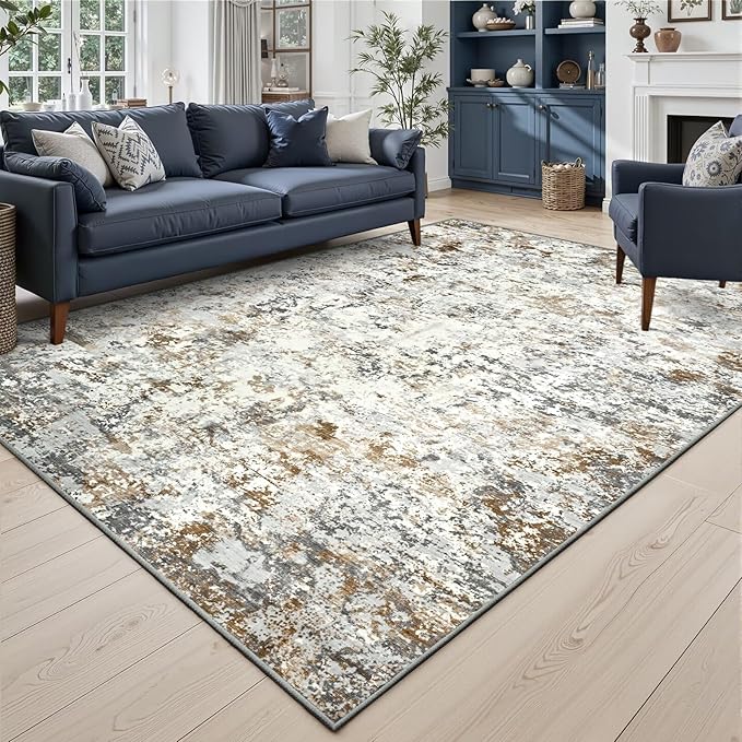 Toneed Abstract Area Rug Modern Washable Rug Soft Non Slip Rug Low Pile by Toneed