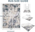 Area Rugs 9x12 Living Room: Washable Rug Modern Abstract Large Rugs Soft Non - Image 2