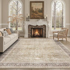 DCX Beige and Taupe 5x7 Rug, Kid & Pet Friendly by DCXWashableRug