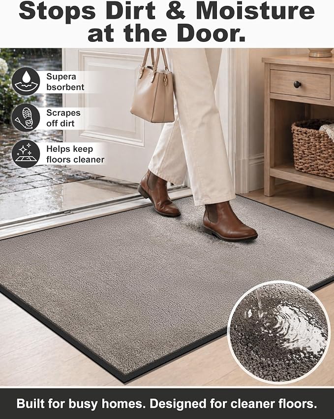 Mibao Super Absorbent Front Door Mat, Non-Slip Washable Indoor Doormats - Image 2