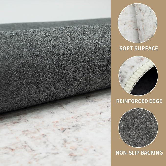 Washable 6×9 Area Rug for Living Room, Vintage Floral Rug Soft Non Slip Stain - Image 4