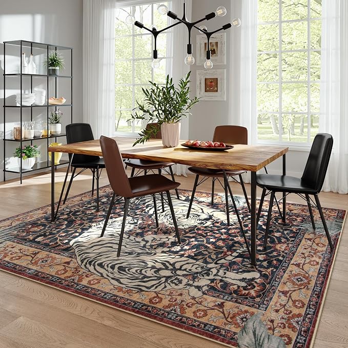 Moynesa Tiger Washable Area Rugs 8x10, Large Boho Rugs - Image 7