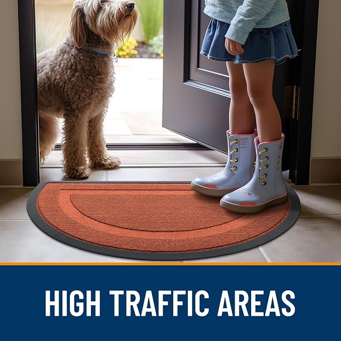 OLANLY Half Circle Door Mat Indoor Outdoor Entrance Welcome, Waterproof - Image 7