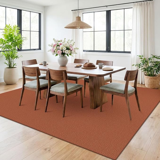 KOZYFLY Orange 6x9 Dining Room Rugs, Washable Area Rug - Image 2